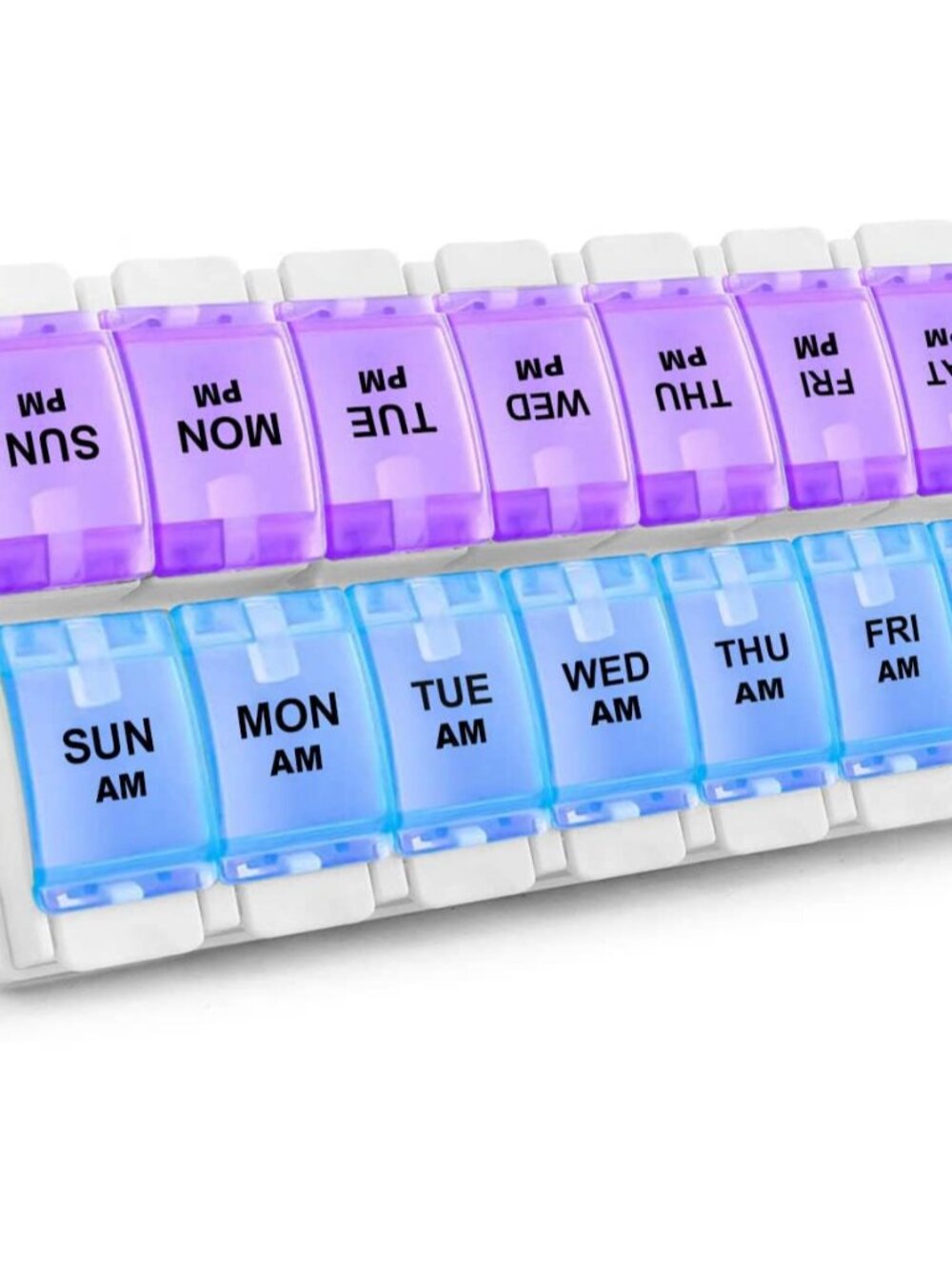 AM PM Weekly 7 Day Pill Organizer, 2 Times A Day Pill Box with Arthritis Friendl